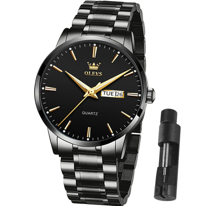 HOTOLEVS Mens Gold Watches Waterproof Stainless Steel Lightweight Watch with Date Classic Luxury Dress Watch for Men Gold White Blue Green Dial