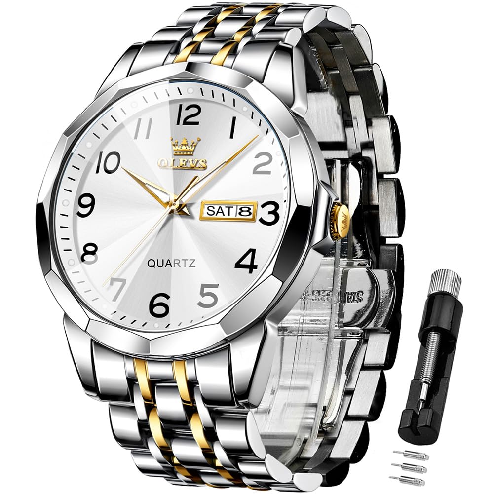 HOTOLEVS Watch for Men Simple Business Dress Analog Stainless Steel Waterproof Luminous Date Easy Read Men Wrsit Watch