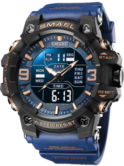 HOTGosasa Men's Large Face Outdoor Sports Watches Military S-Shock Watch Waterproof, Backlight, Alarm, Stopwatch Features - Rugged Wristwatch for Training, Hiking, and Adventure