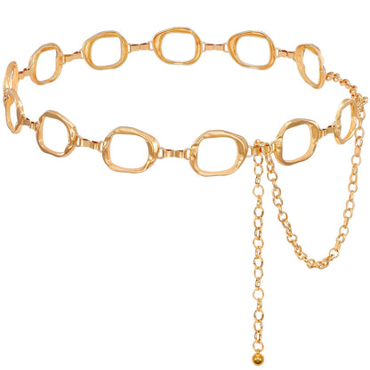 HOTTRIWORKS Waist Chain for Women Ladies Metal Link Chunky Chain Belt for Dresses
