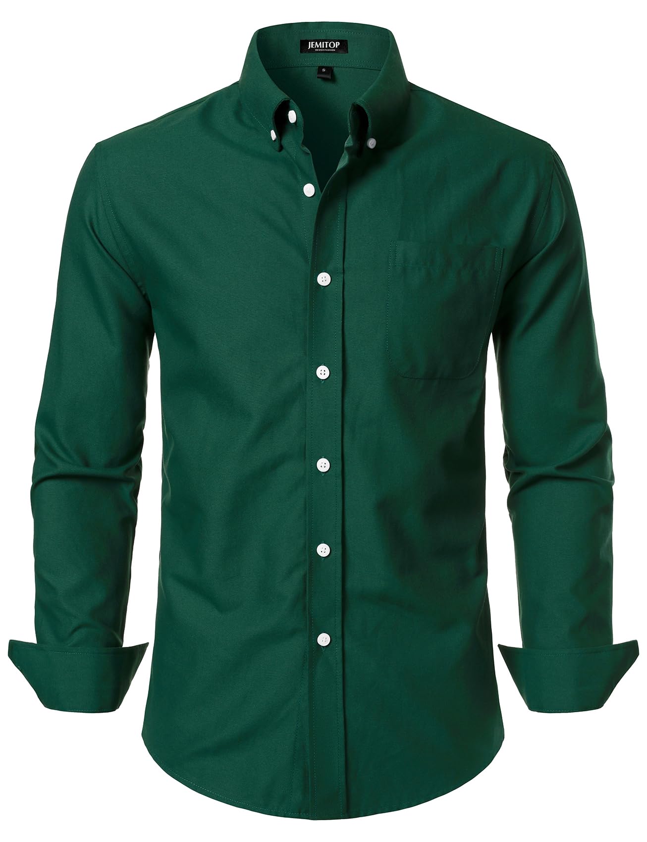 HOTJEMITOP Men's Classic Lightweight Oxford Button Down Collar Shirts Business Casual Long Sleeve Dress Shirt with Pocket