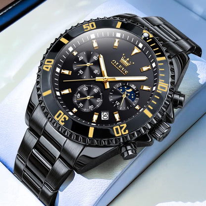 HOTOLEVS Mens Stainless Steel Watch Fashion Luxury Big Face Analog Waterproof