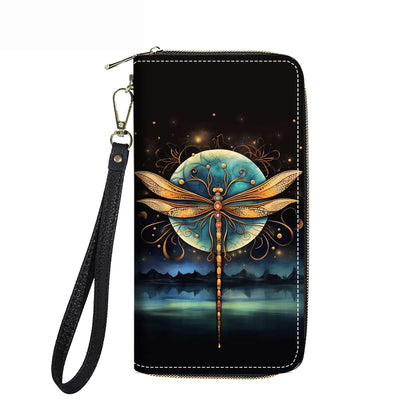 HOTWomen's Large Capacity Wallet PU Leather Double Zipper Clutch Purse Multifunctional Wallet with Removable Wristlet Strap for Smart Phone/Coin/Card/Cash, Flower Butterfly
