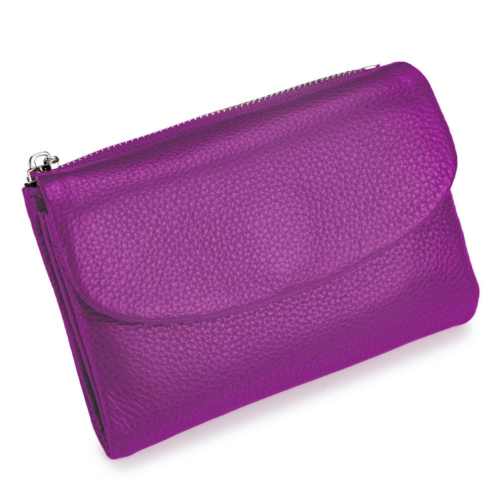HOTLECDOA Unisex Pebble Leather Wallet, Short Genuine Leather Coin and Card Wallet, Small Wallets for Women, Suitable for Coins and Cards (#15)