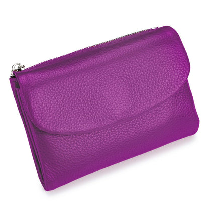 HOTLECDOA Unisex Pebble Leather Wallet, Short Genuine Leather Coin and Card Wallet, Small Wallets for Women, Suitable for Coins and Cards (#15)
