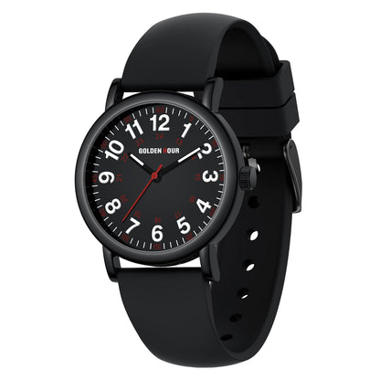 HOTGOLDEN HOUR Waterproof Nurse Watch for Medical Professionals, Students Women Men - Military Time Luminouse Easy Read Dial, 24 Hour with Second Hand, Colorful Silicone Band