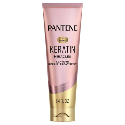 HOTPantene Keratin Leave-In Conditioner with Argan Oil, Protein Treatment for Dry, Damaged & Color-Treated Hair, Repairs Split Ends & Protects from Damage, Formaldehyde-Free, 8.4 Fl Oz