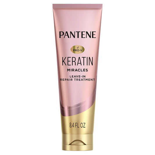 HOTPantene Keratin Leave-In Conditioner with Argan Oil, Protein Treatment for Dry, Damaged & Color-Treated Hair, Repairs Split Ends & Protects from Damage, Formaldehyde-Free, 8.4 Fl Oz