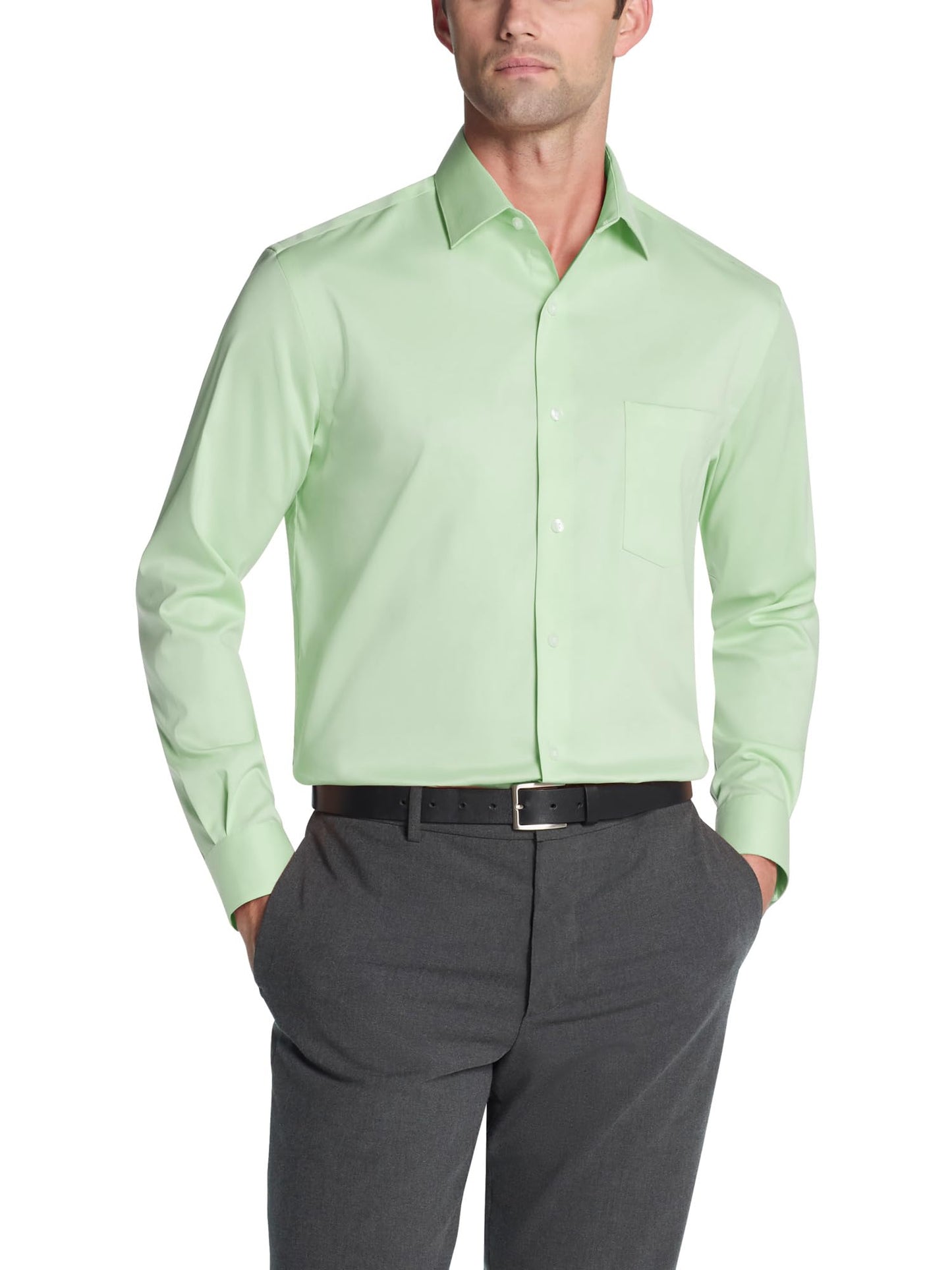 HOTVan Heusen Men's Dress Shirt Regular Fit Ultra Wrinkle Free Flex Collar Stretch Solid