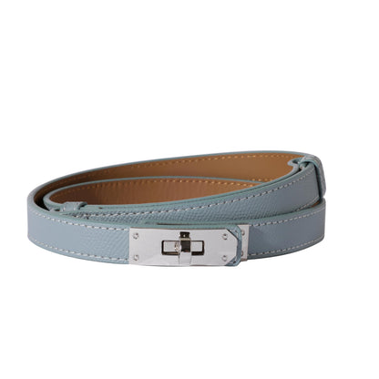 HOTOvekaut Women Skinny Leather Belt Solid Color Alloy Turn Lock Adjustable Waistband for Dresses Jeans Coats