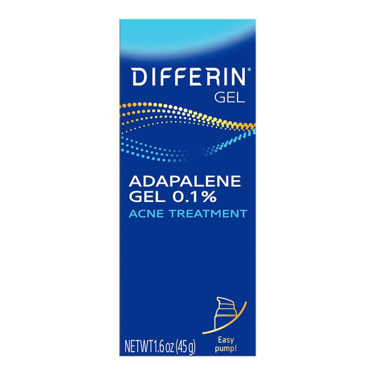 HOTDifferin Acne Treatment Gel, 90 Day Supply, Retinoid Treatment for Face with 0.1% Adapalene, Gentle Skin Care for Acne Prone Sensitive Skin, 45g Pump (Packaging May Vary)