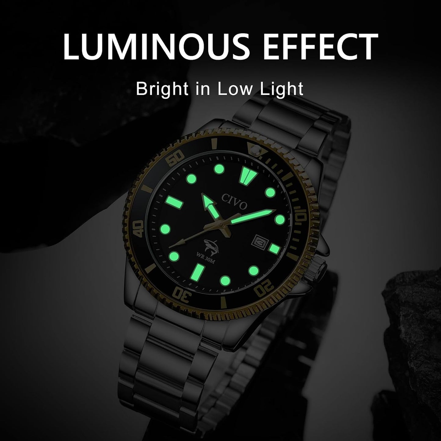 HOTCIVO Sport Wrist Watches for Men: Classic Analog Watch with Date Luminous - Silicone Strap & Waterproof - Casual Men's Watch for Outdoor Camping Cycling
