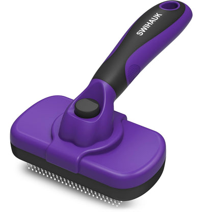 HOTSwihauk Self Cleaning Slicker Brush - Skin Friendly Deshedding Grooming Tool for Dogs & Cats, Suitable for Shedding & Haired Pets, with Pet Supplies Accessories, Blue