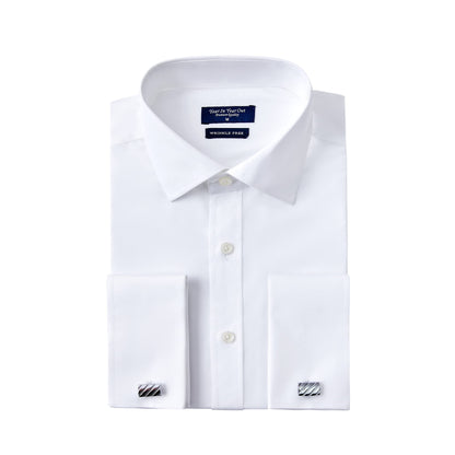 HOTYear In Year Out French Cuff Wrinkle Free Dress Shirt for Men Regular Fit Long Sleeve Wrinkle Resistant Shirt