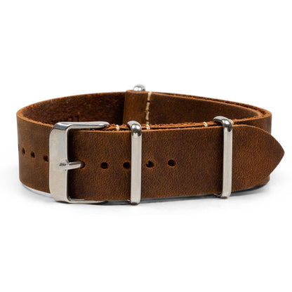 HOTBenchmark Leather Watch Band - Crazy Horse Oiled Leather One-Piece Watch Straps for Men or Women - 18mm, 20mm, 22mm or 24mm Widths