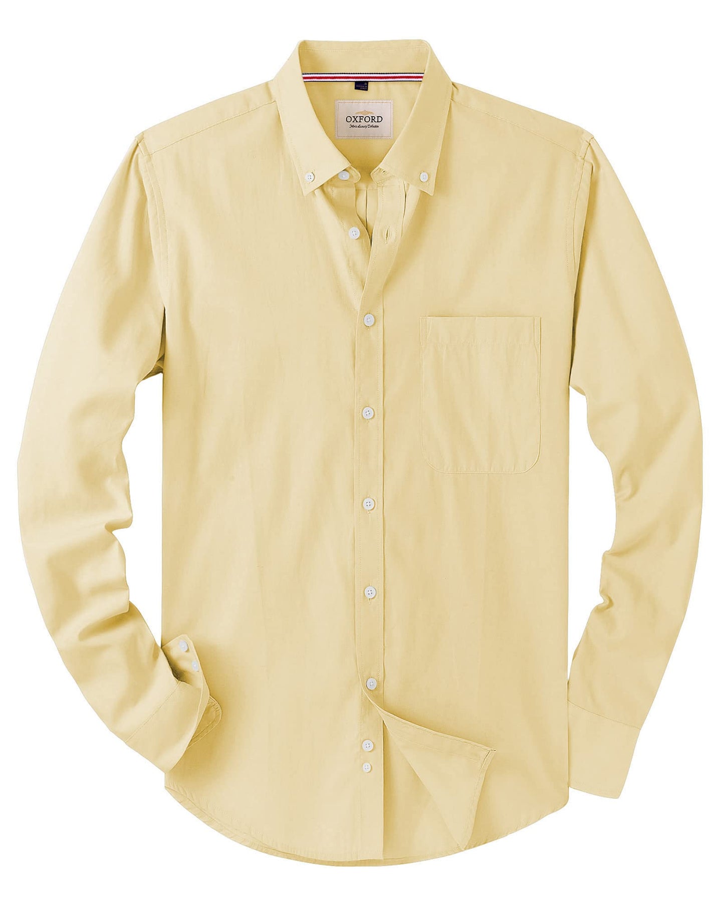 HOTAlimens & Gentle Mens Solid Oxford Shirt Long Sleeve Dress Shirt Work Casual Button Down Shirts with Pocket