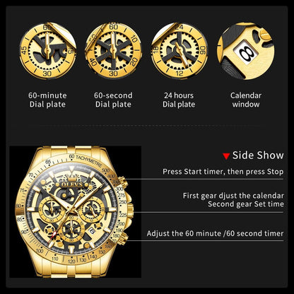 HOTOLEVS Watch for Men Skeleton Business Dress Stainless Steel Waterproof Luminous Mens Wrist Watch
