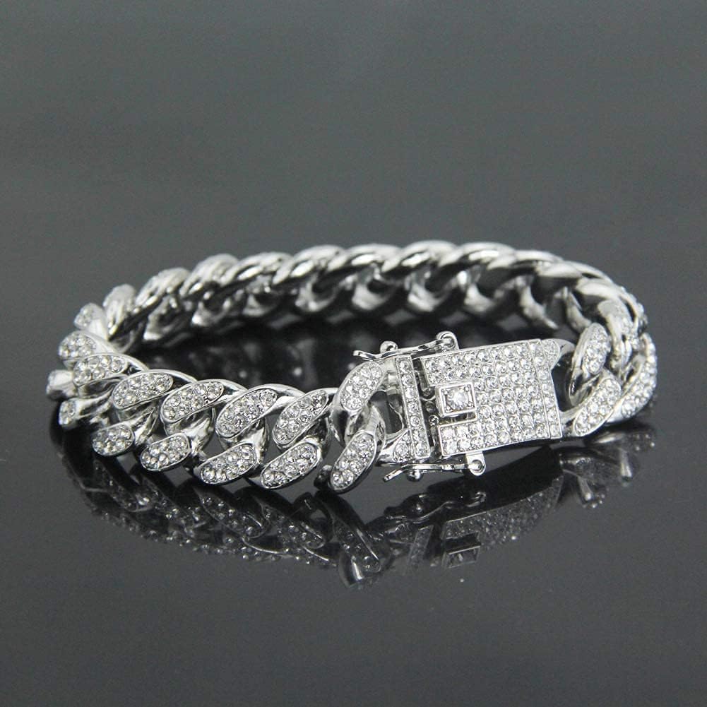 HOTApzzic Diamond Iced Out Watch CZ Gold Plated 40mm Width Roman Numerals Dial Quartz Wristband Watch for Men Women