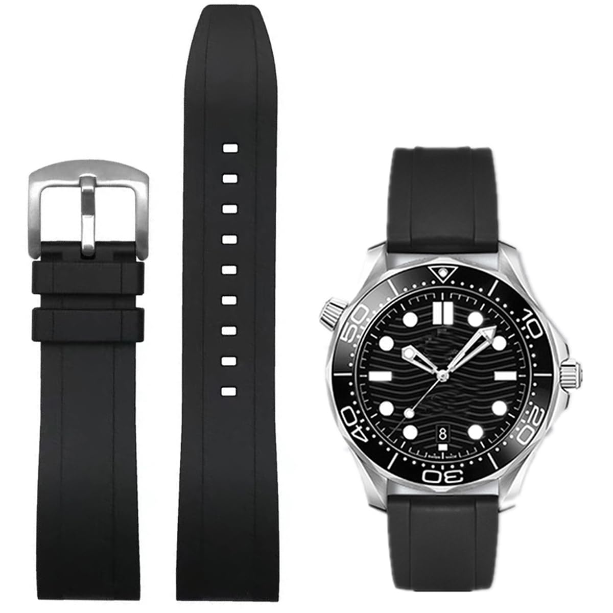 HOTWatch Band Quick Release Fluororubber 19mm 20mm 21mm 22mm Soft Durable Universal FKM Rubber Replacement Band Strap for Men Women