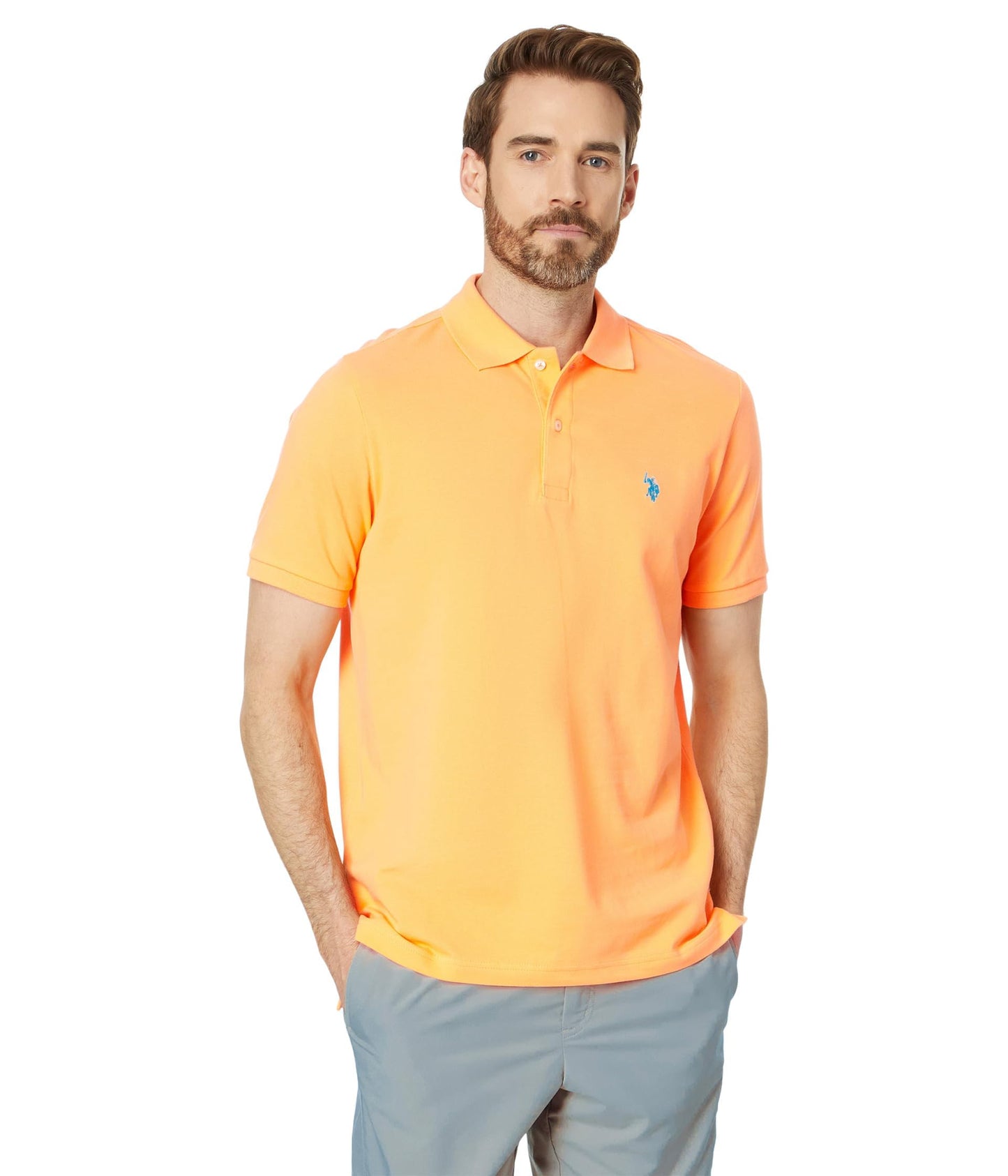 HOTU.S. Polo Assn. Men's Classic Polo Shirt, Two-Button Closure Pique Polo Shirt, Summer Fashion Golf Shirt | Two-Button Closure Pique Polo Shirt, Summer Fashion Golf Shirt