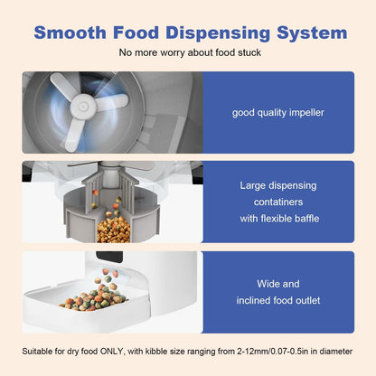 HOTANDOLL HOME Automatic Cat Feeder, 4L Cat Food Dispenser with 10s Voice Recorder, Pet Feeder up to 8 Meals per Day, Timed Dog Feeder with Dry Food Sealed Ring