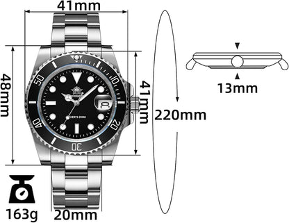 HOTADDIESDIVE 41 MM Mens Dive Watch Quartz Movement Watches for Men Easy to Read Dial 200 M Waterproof BGW9 Luminous Analog Orange/Red/Green/Black Gradient Dial