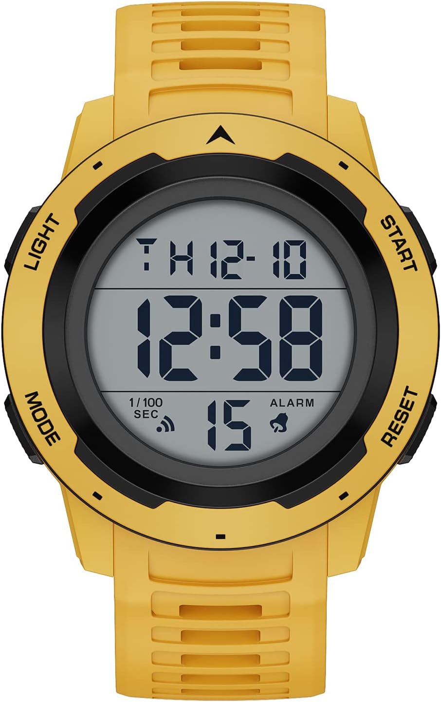 HOTGOLDEN HOUR Mens Waterproof Digital Sport Watches Wide Screen Easy Read Display Military Style with Rubber Strap