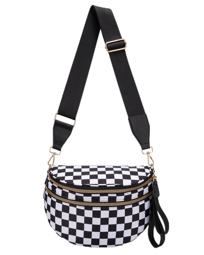 HOTPure Colour Crossbody Bum Bags for Women Spacious Checkered Cross body Bag Nylon Trendy Fanny Pack for Travel