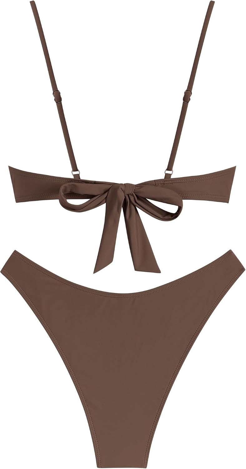HOTZAFUL Women High Cut Bikini Sets String Sexy Swimsuit Two Piece Underwire Bathing Suit Brazilian Cheeky Cut Out Cute Swimwear