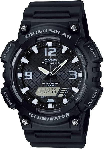 HOTCasio AQS800W Series | Analog Digital Watch | 100M WR | Solar Powered | 1/100 SEC Stop Watch | 6-Language Day of The Week Indicator | Countdown Timer | LED Light | Multi Alarm