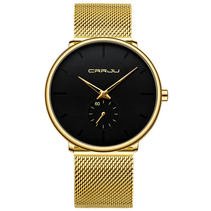 HOTMens Watches Ultra-Thin Minimalist Waterproof - Fashion Wrist Watch for Men Unisex Dress with Stainless Steel Mesh Band