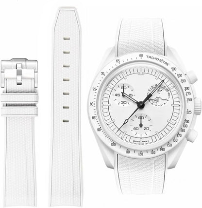 HOTBands for Moonswatch Watch Rubber for Omega x Swatch MoonSwatch 20mm Rolex Seiko Watch Silicone Men with Stainless Steel Replacement Bracelet Original Bracelet Omega x Swatch MoonSwatch Speedmaster