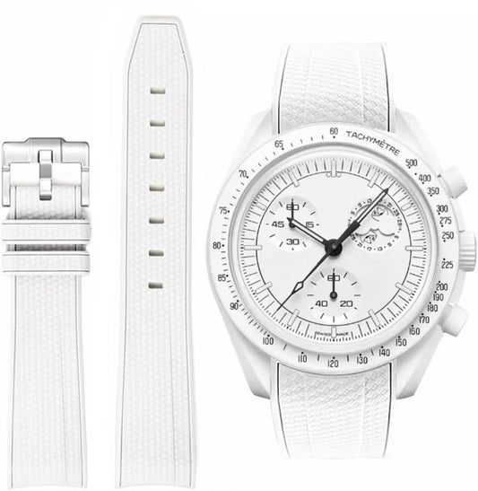HOTBands for Moonswatch Watch Rubber for Omega x Swatch MoonSwatch 20mm Rolex Seiko Watch Silicone Men with Stainless Steel Replacement Bracelet Original Bracelet Omega x Swatch MoonSwatch Speedmaster
