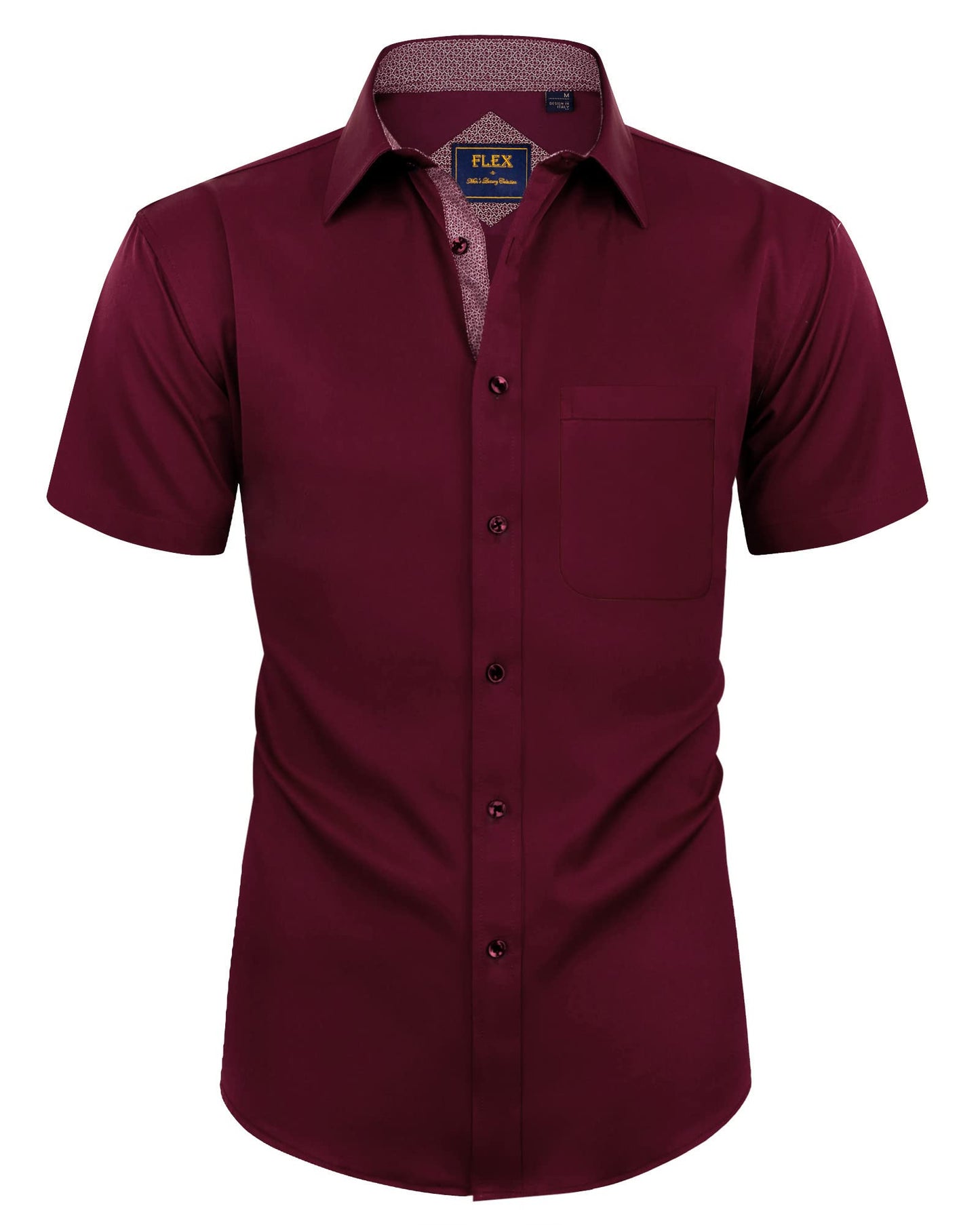 HOTAlimens & Gentle Mens Short Sleeve Dress Shirts Wrinkle Free Solid Casual Button Down Shirts with Pocket