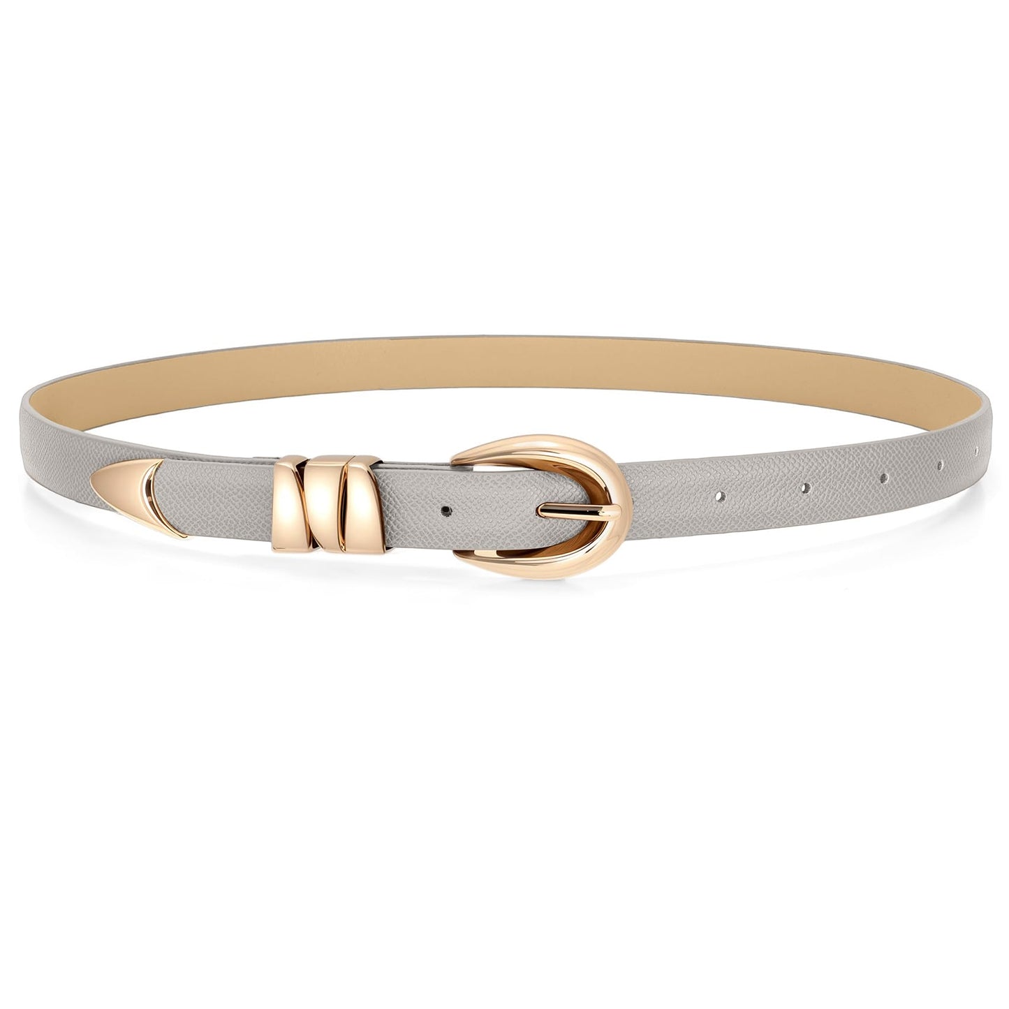 HOTWHIPPY Women Skinny Leather Belt for Jeans Pants Dresses Ladies Fashion Waist Belt with Shiny Gold Buckle