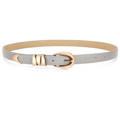 HOTWHIPPY Women Skinny Leather Belt for Jeans Pants Dresses Ladies Fashion Waist Belt with Shiny Gold Buckle