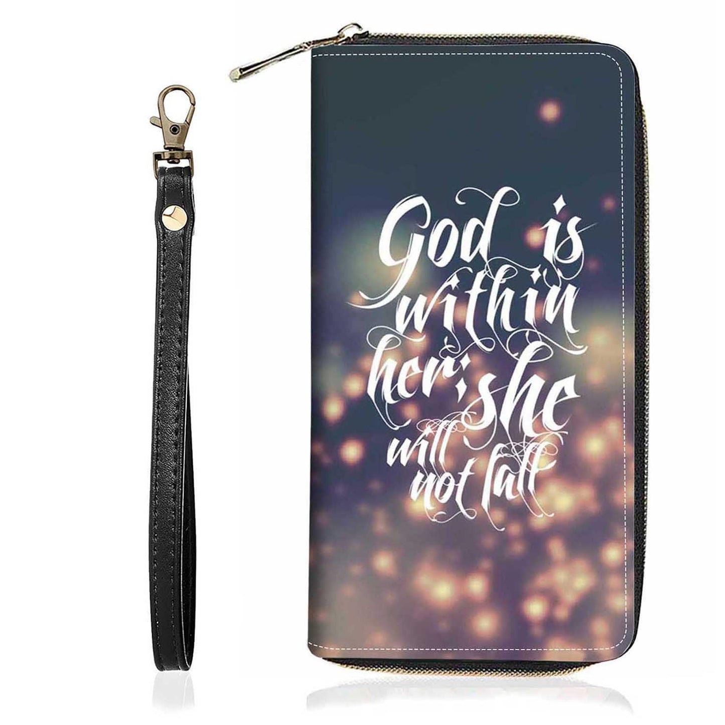 HOTChristian Cross Quote Bible Verse Matthew 19:26 Print Wallet for Women Large Capacity Wallet Credit Card Holder PU Leather Zipper Clutch Purse Phone Wallet