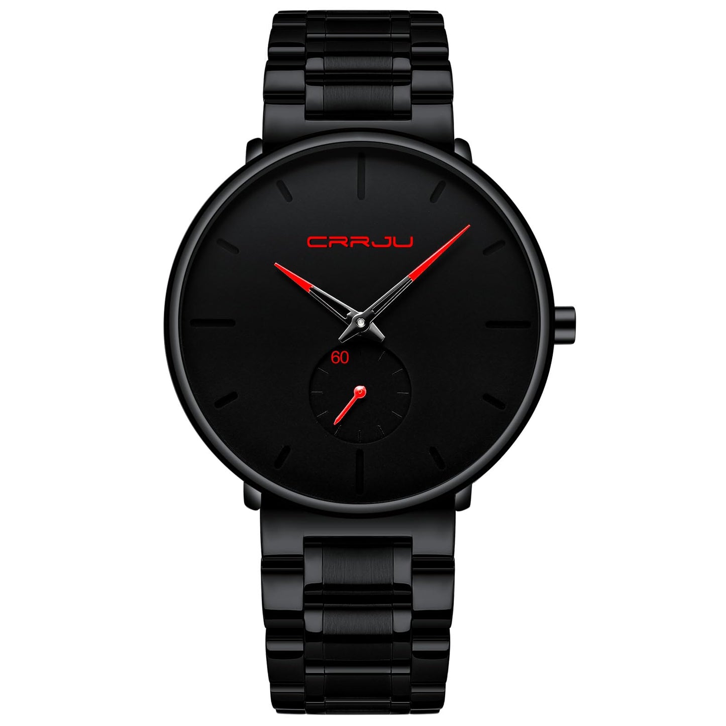 HOTMens Watches Ultra-Thin Minimalist Waterproof-Fashion Wrist Watch for Men Unisex Dress with Stainless Steel Band-Black Hands