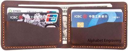 HOTPersonalized Bifold Wallet, Handmade Wallet for Men,Slim Leather Wallet, Man Wallet Gift for Anniversary, Graduation, Dad, Boyfriend, Engraved Custom Wallet
