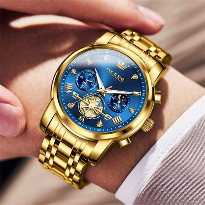 HOTOLEVS Watches for Men Dress Watch Chronograph Luxury Stainless Steel Big Face Men Watches Multi-Function Easy to Read Diamond Roman Numerals Business Wristwatch Reloj para Hombre