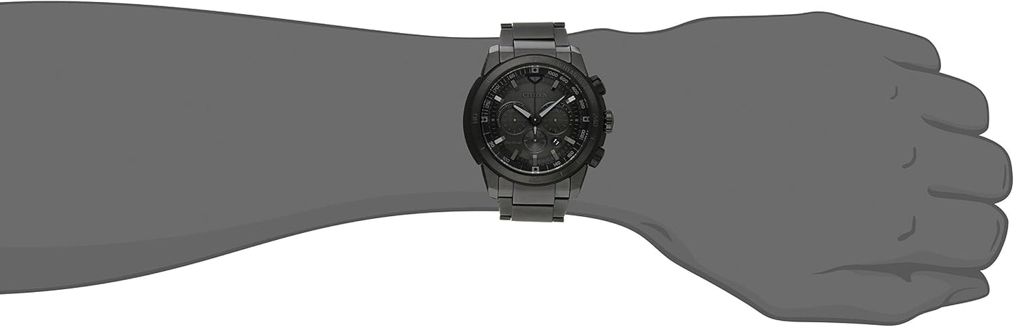 HOTCitizen Men's Eco-Drive Weekender Ecosphere Chronograph Watch in Black IP Stainless Steel, Black Dial (Model: CA4184-81E)
