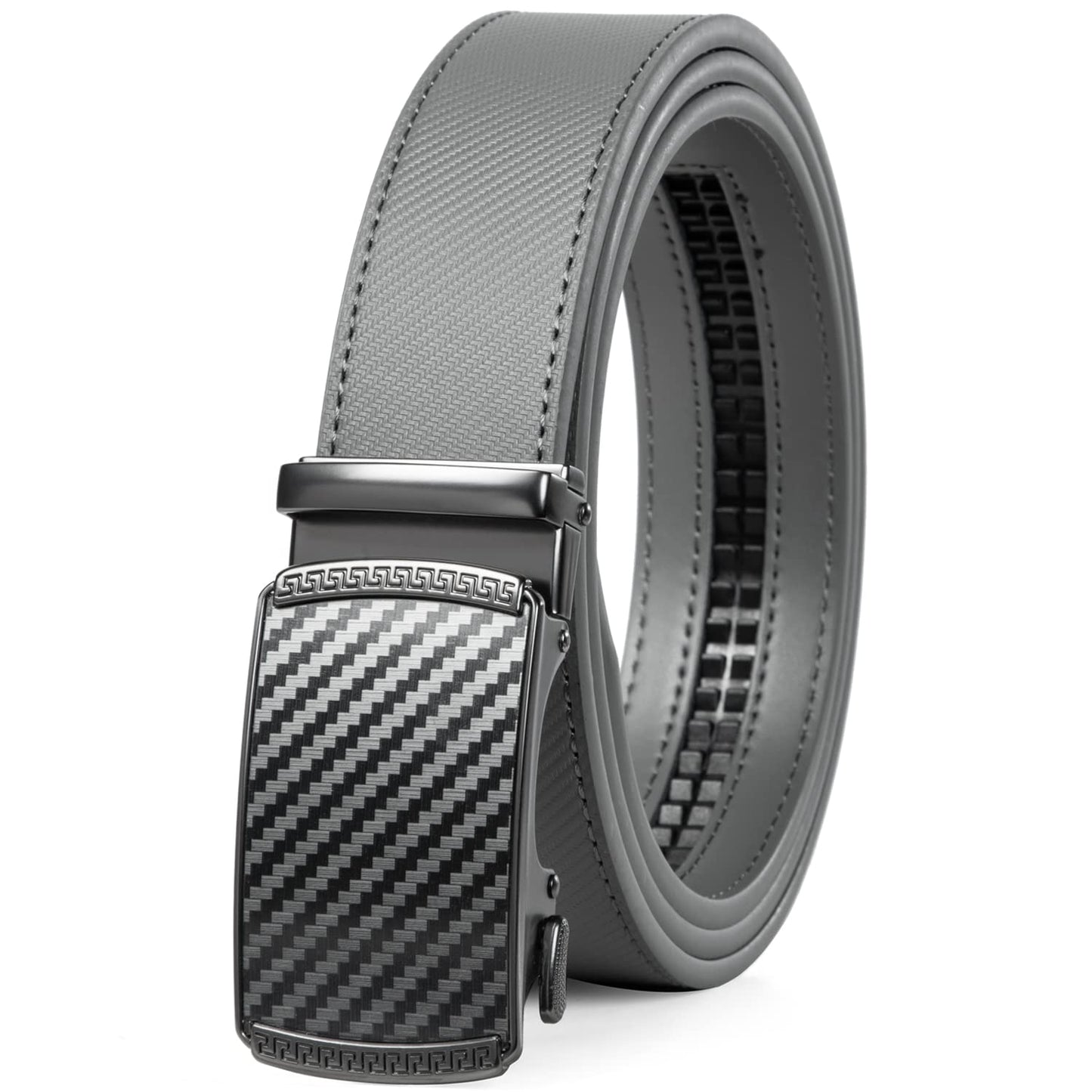 HOTFounders & C Men's Ratchet Belt 1 3/8",Leather Dress Belt Adjustable with Click Sliding Buckle Trim to Exact Fit