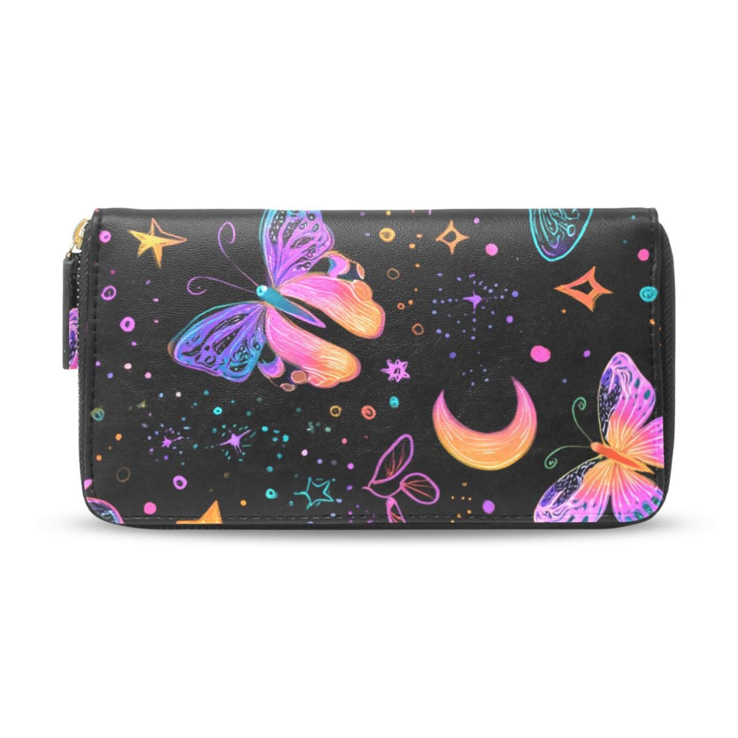 HOTWomens Long Leather Wallet Zip Around Clutch Purse Large Capacity Card Holder Organizer Pink Grid Roses