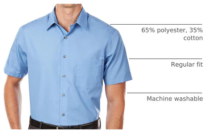HOTVan Heusen Men's Short Sleeve Dress Shirt Regular Fit Poplin Solid