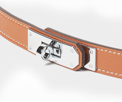 HOTFENLDY Adjustable Thin Belts For Womens Skinny Belts For Dresses Womens Solid Color Alloy Turn Lock Belts For Jeans