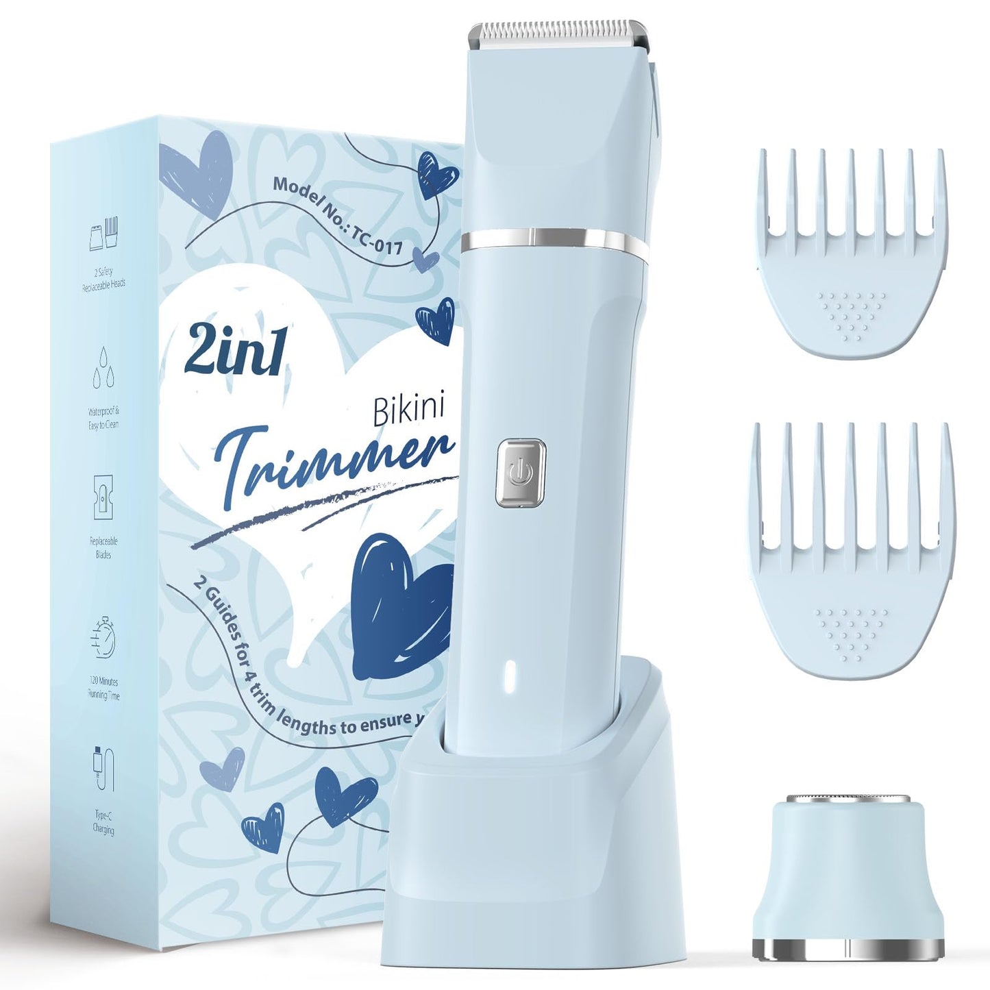 HOTRisina Bikini Trimmer for Women - Painless Electric Razors for Silk Skin,Cordless Body Shaver with Ceramic Blade, Replaceable Lady Razor, IPX7 Waterproof & Easy Cleaning, Birthday Gifts for Women