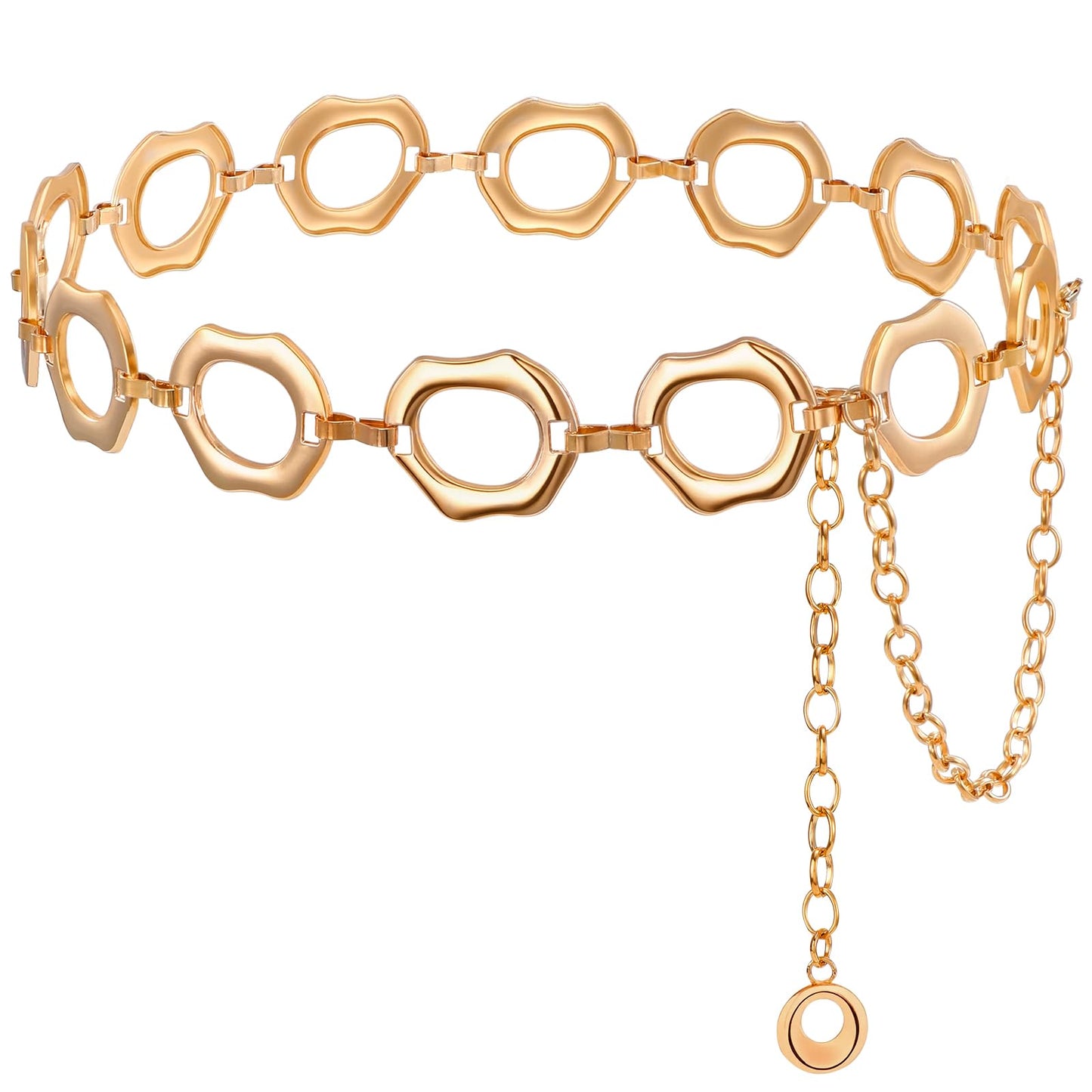 HOTTRIWORKS Waist Chain for Women Ladies Metal Link Chunky Chain Belt for Dresses