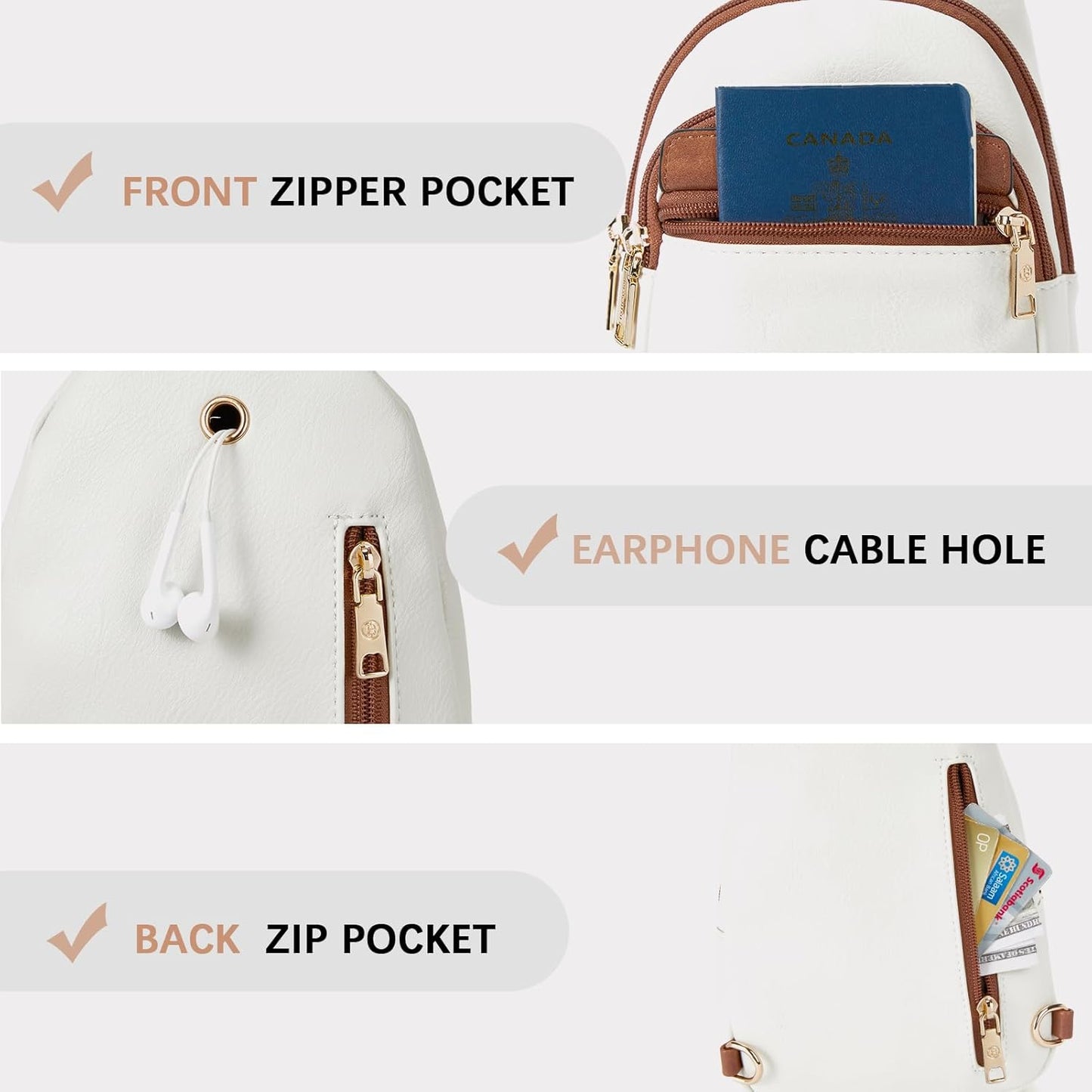 HOTBOSTANTEN Sling Bag for Women Leather Crossbody Bags Fanny Pack Chest Bag for Travel