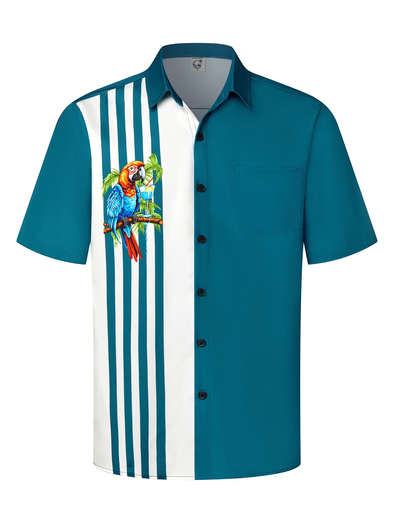 HOTHardaddy Men's Vintage Bowling Shirt Short Sleeve Button Down Hawaiian Summer Beach Printed Casual Shirts