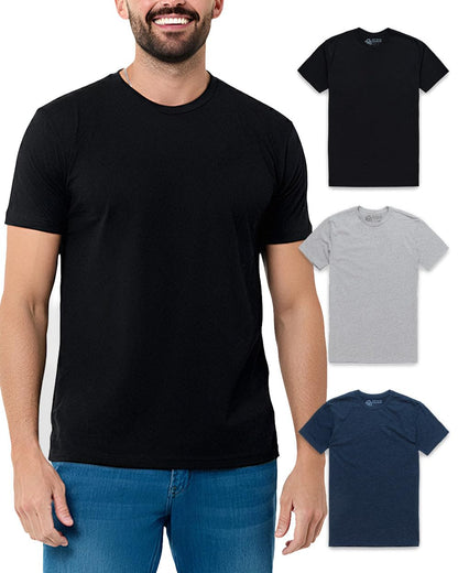 HOTMens T Shirts Soft Cotton Crew Neck Athletic Fit Casual Tees S-4XL | Soft cotton blend casual tee shirts with 4-way stretch - tag-free athletic fit for gym, work & casual wear. A go-to gift.